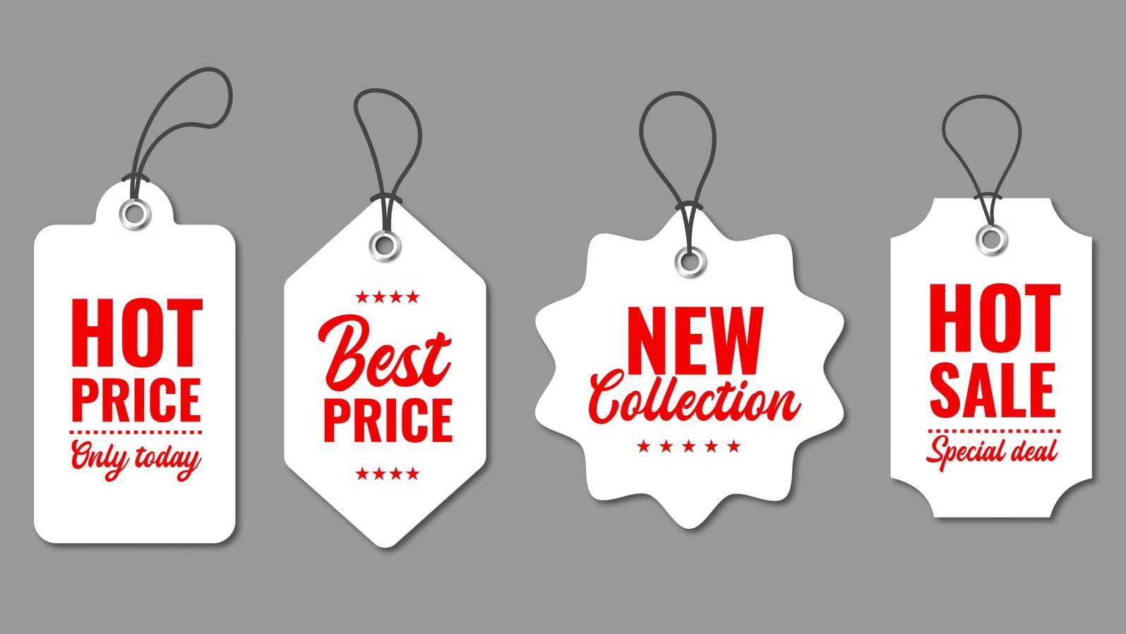 Realistic white price tags collection Special offer or shopping discount label 