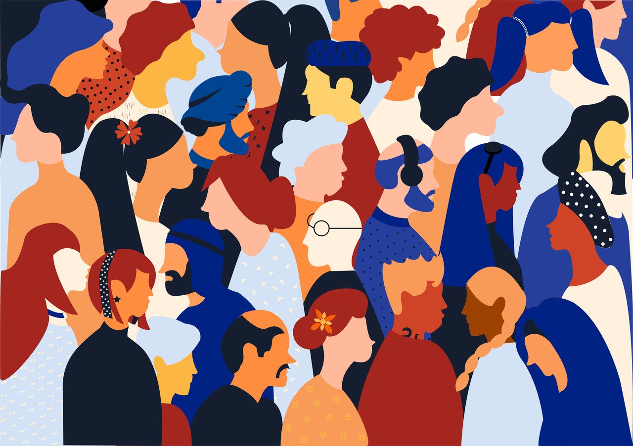 illustration showing diverse crowd