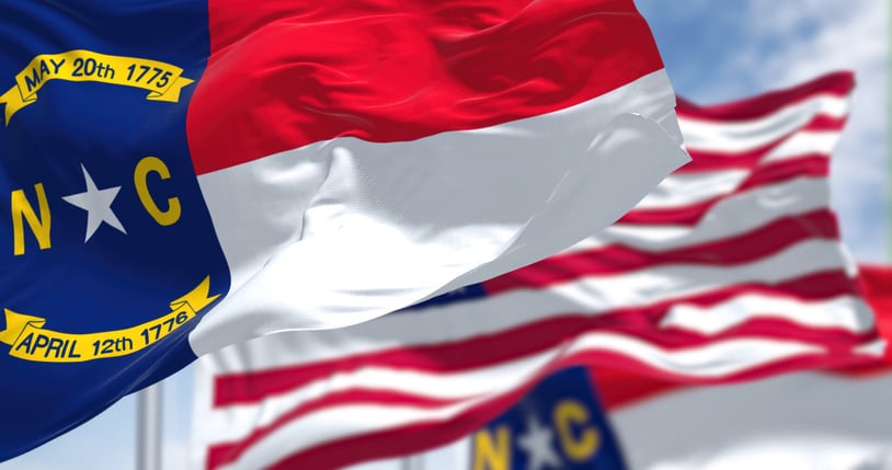 North Carolina NC NC flag US flag
