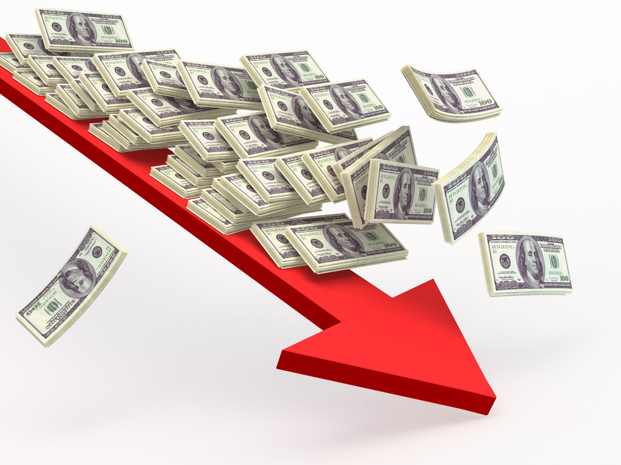 money decrease drop down arrow