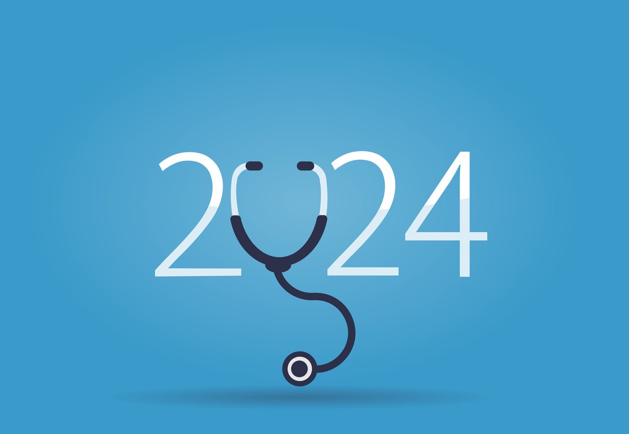 concept of 2024 outlook with image of stethoscope