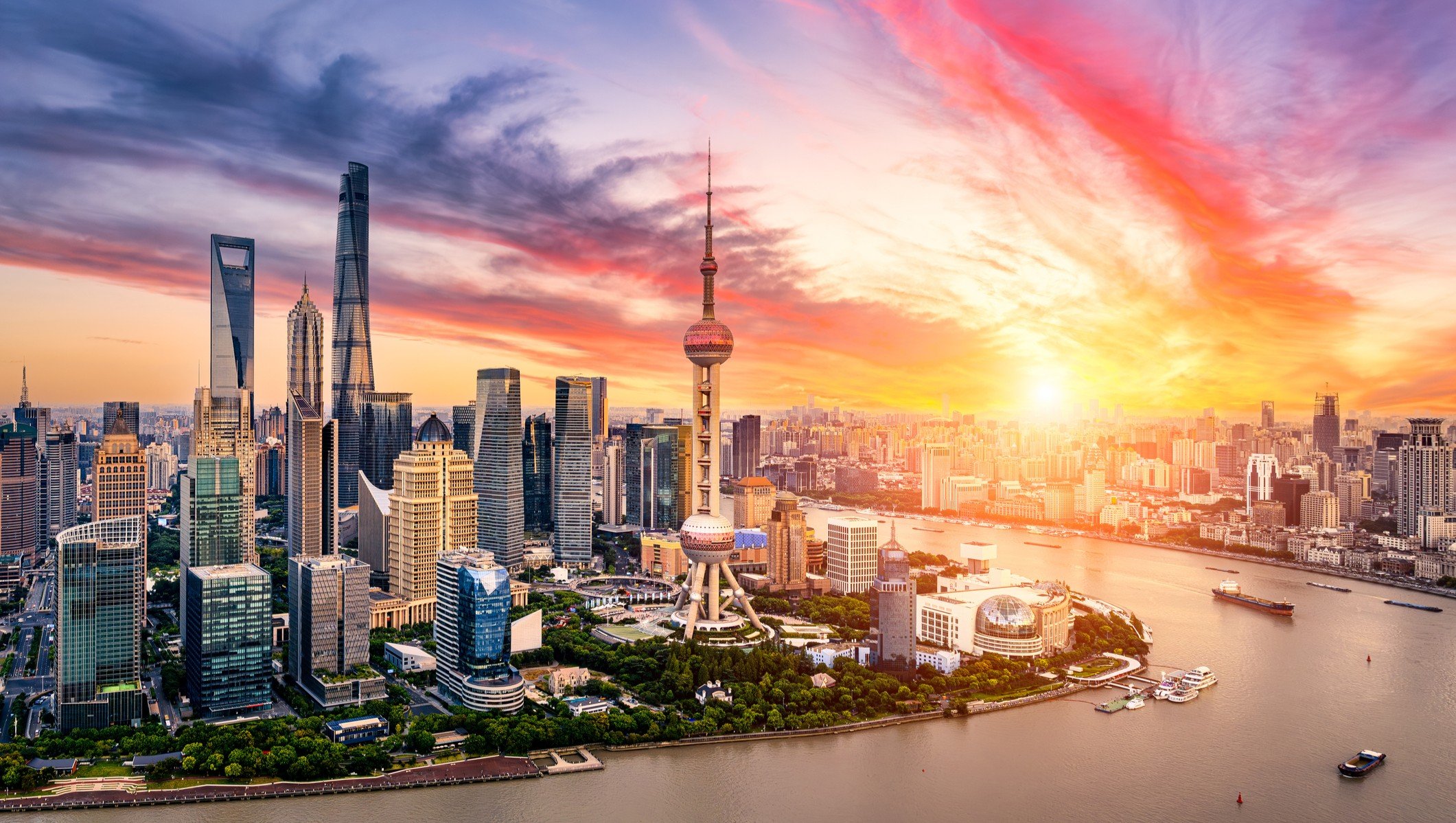 Shanghai China at sunrise
