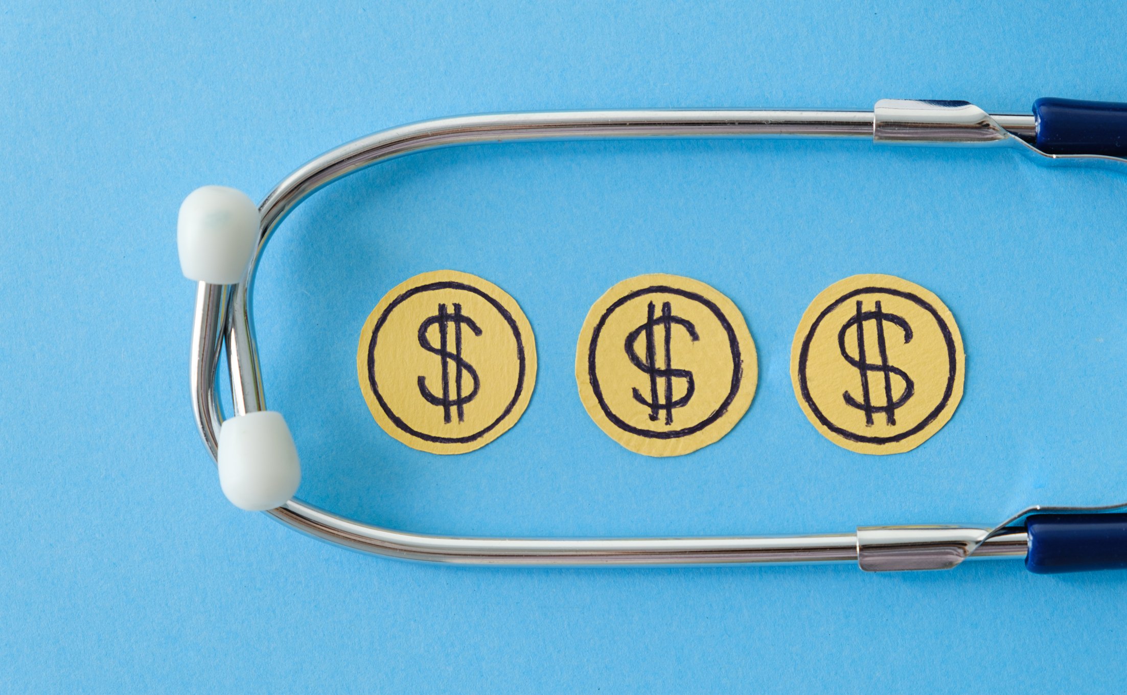 stethoscope with dollar sign symbols