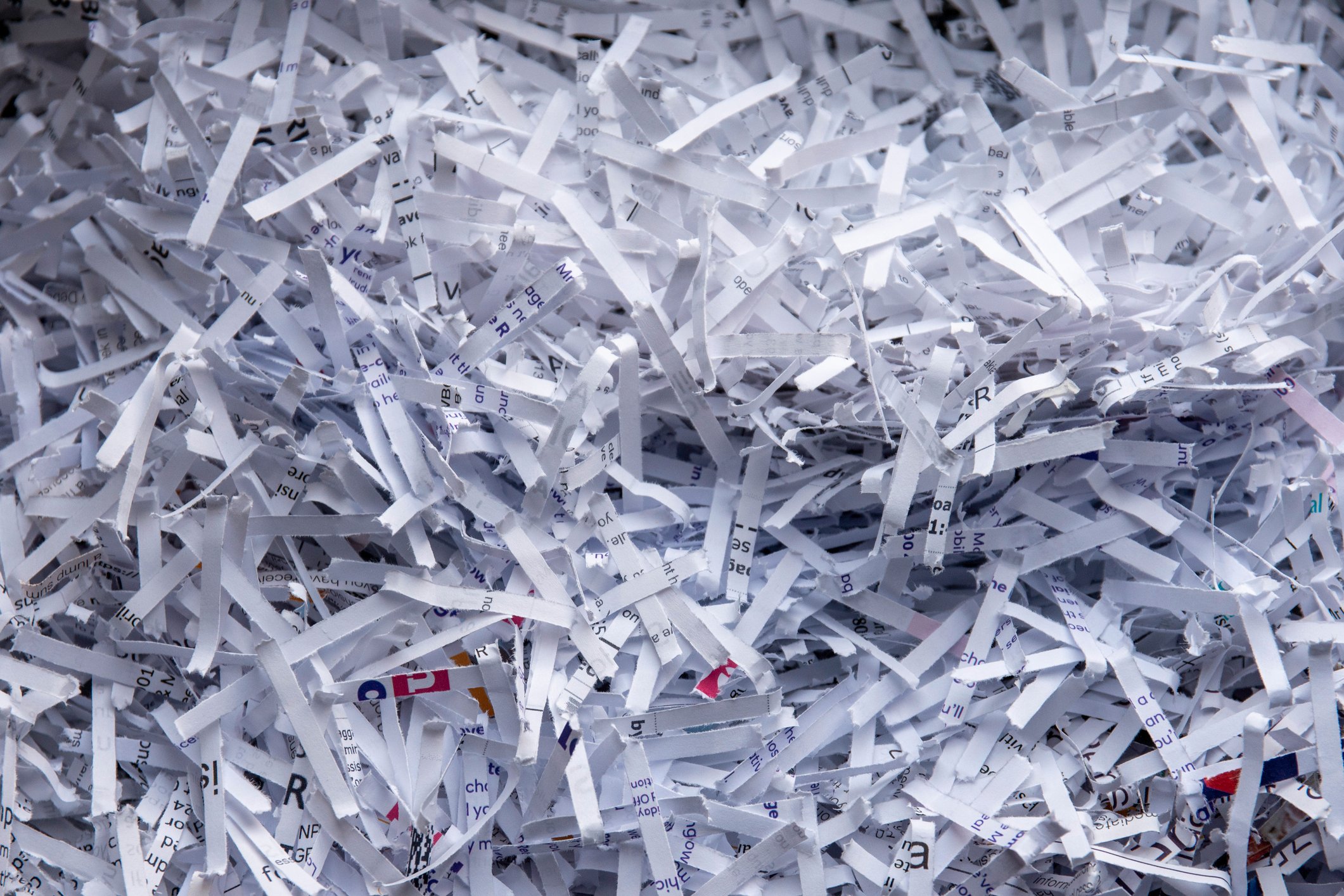 Close-up of shredded document