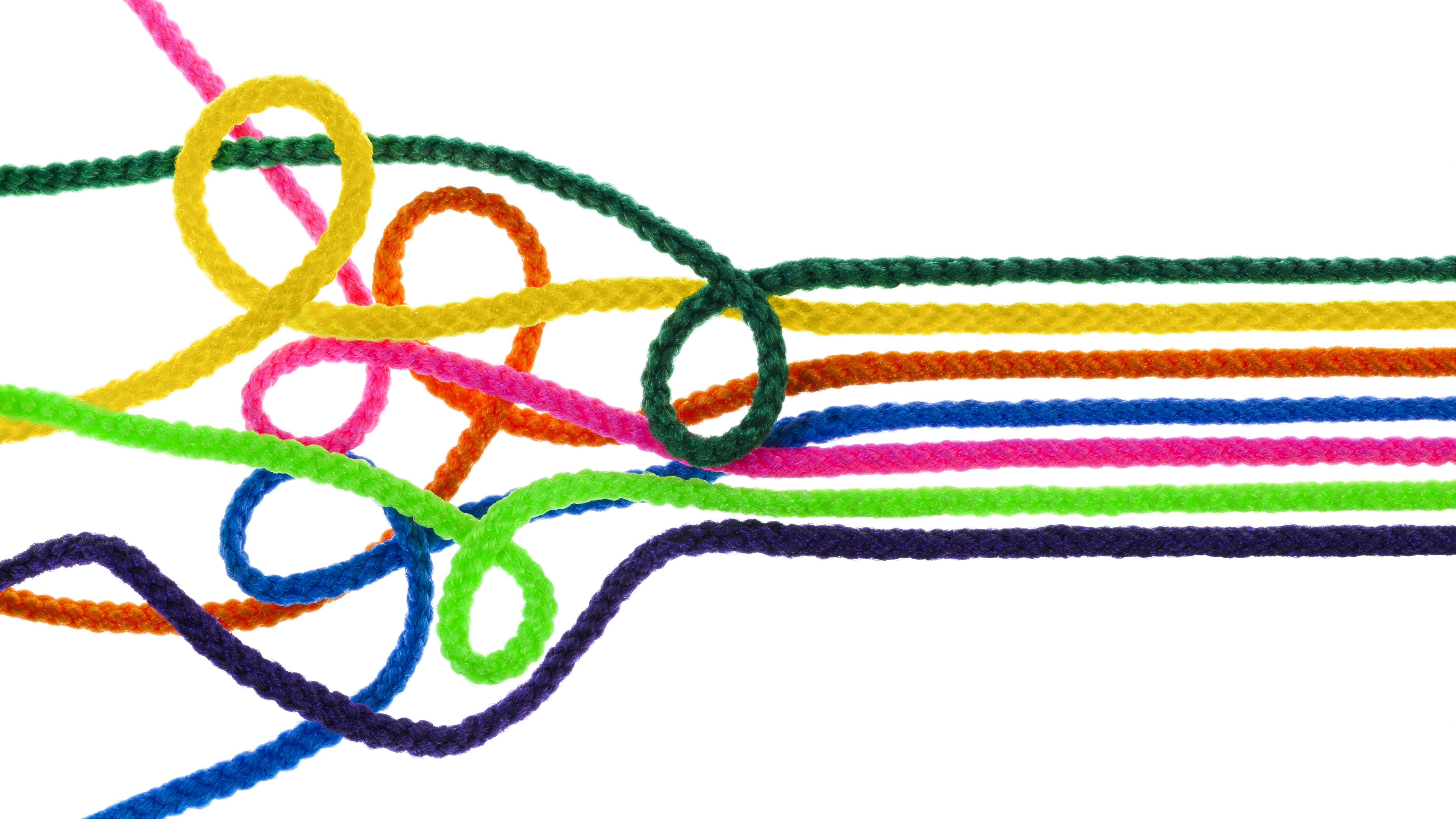 untie knot rope tangle mess rainbow