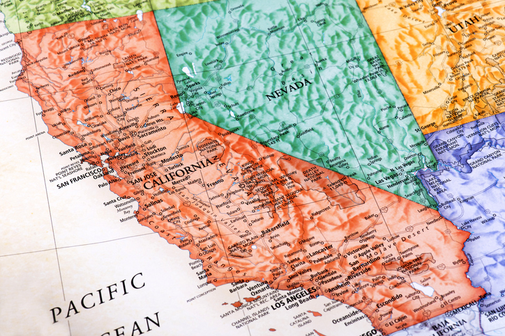 A map of the state of California
