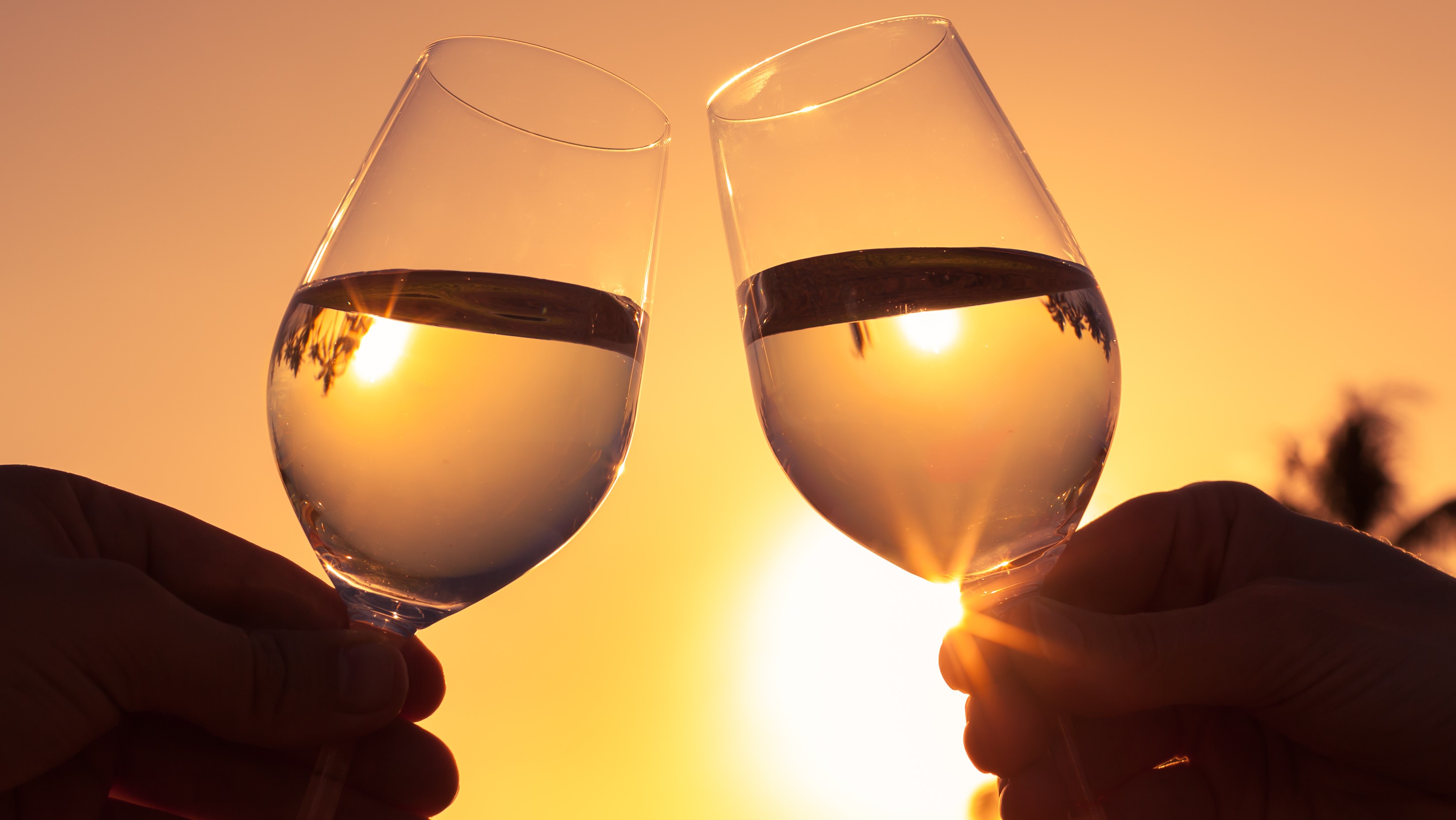Chardonnay wine cheers glass