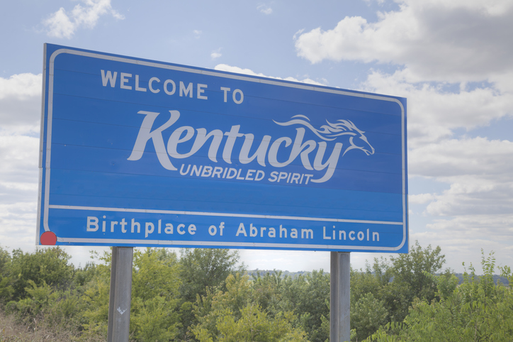 A road sign that reads Welcome to Kentucky