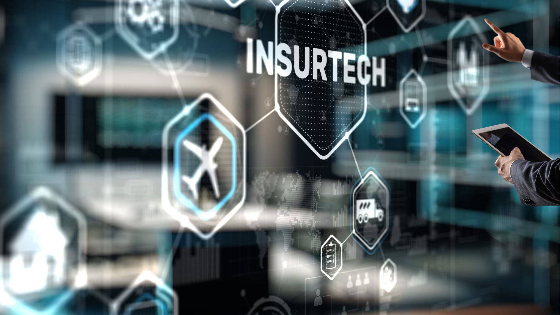 Man points to Insurtech graphic