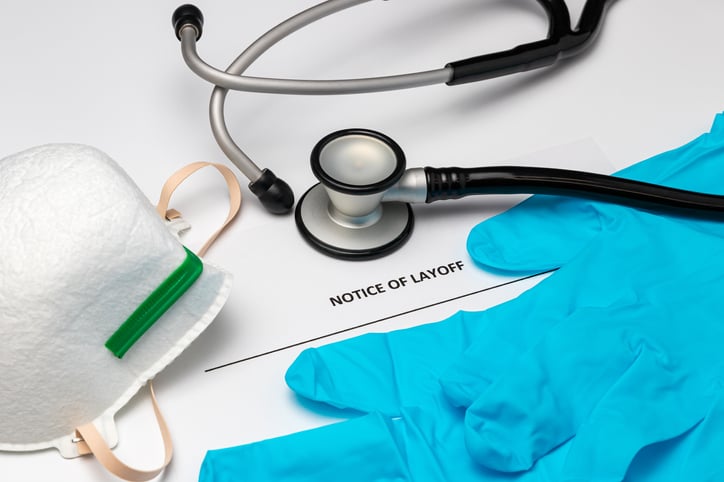 Layoff notice medical equipment gloves and stethoscope