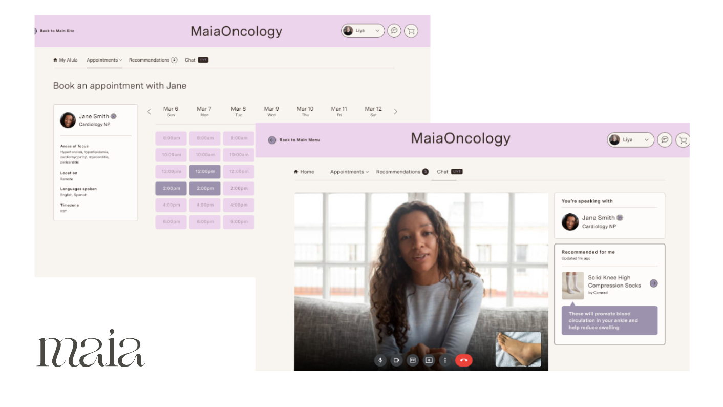 screenshot of Maia Oncology platform