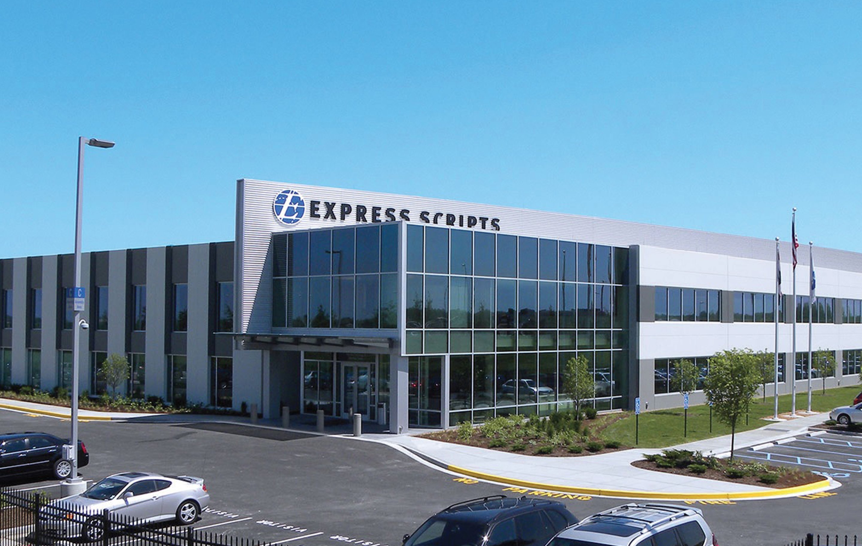 A building that reads Express Scripts on the side