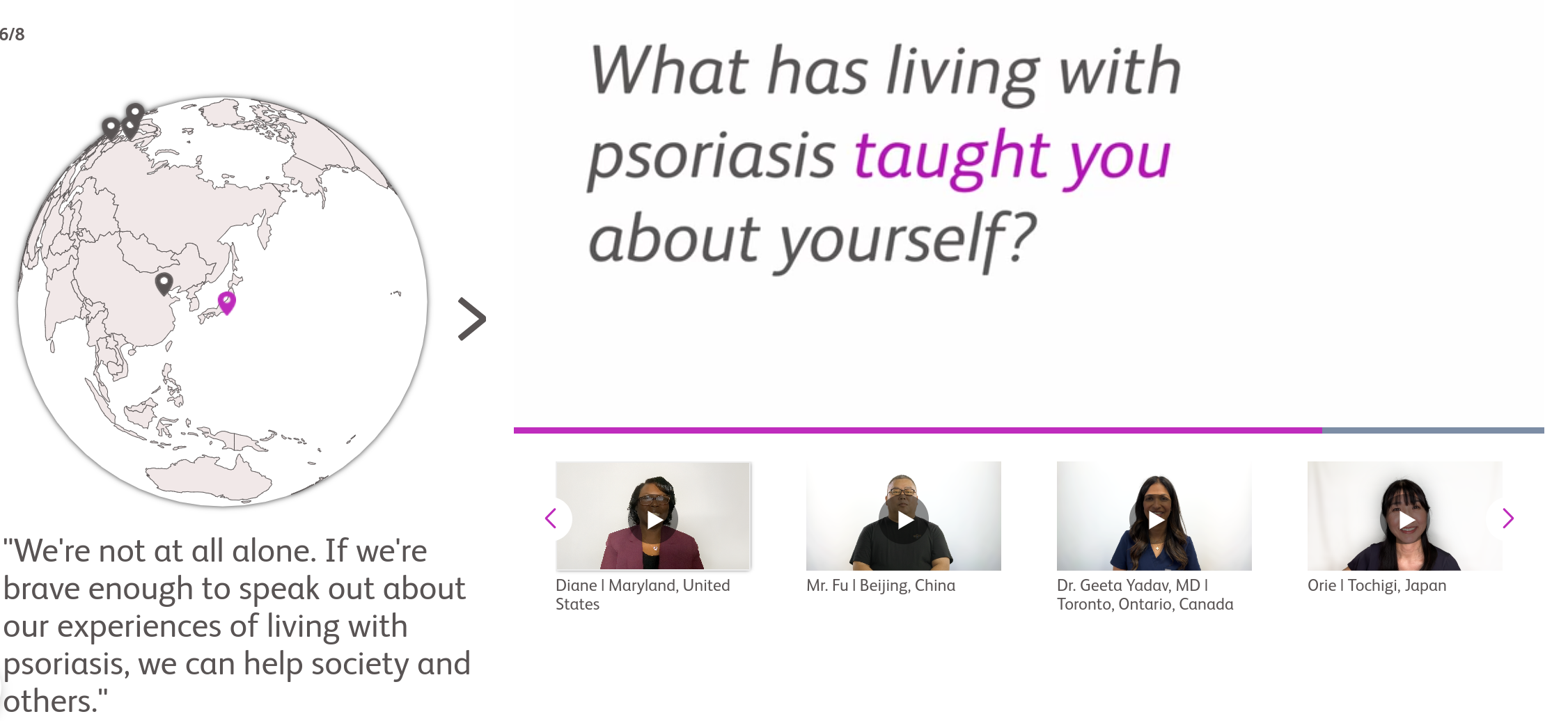 A screenshot of BMS psoriasis around the world website