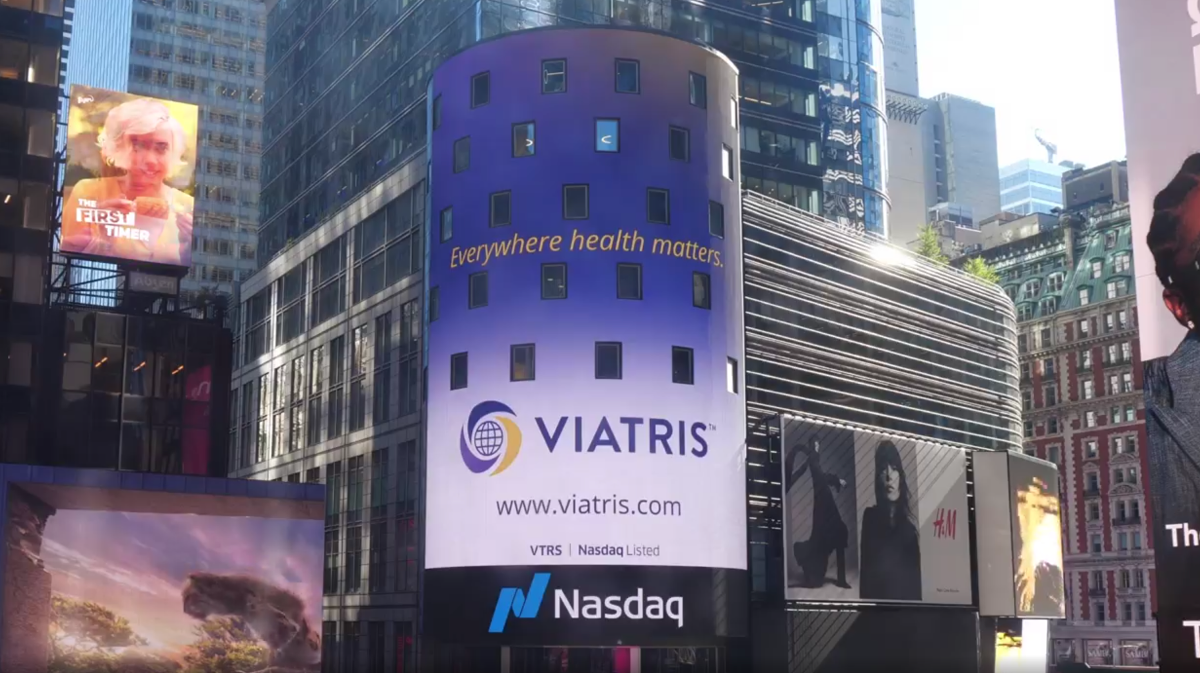 Viatris campaign on Nasdaq tower in Times Square