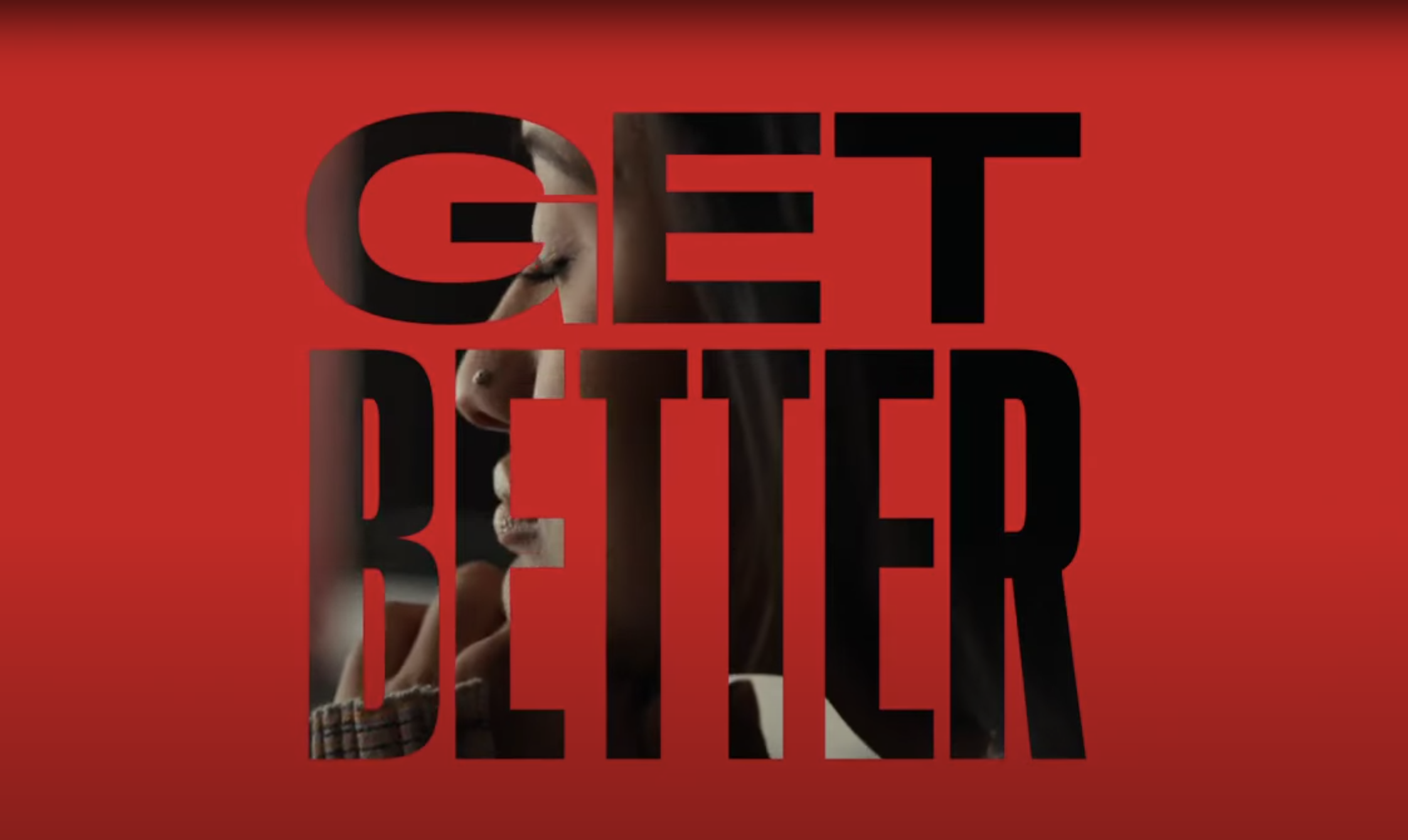 A shot from Eli Lillys Get Better campaign showing the tagline on a red background