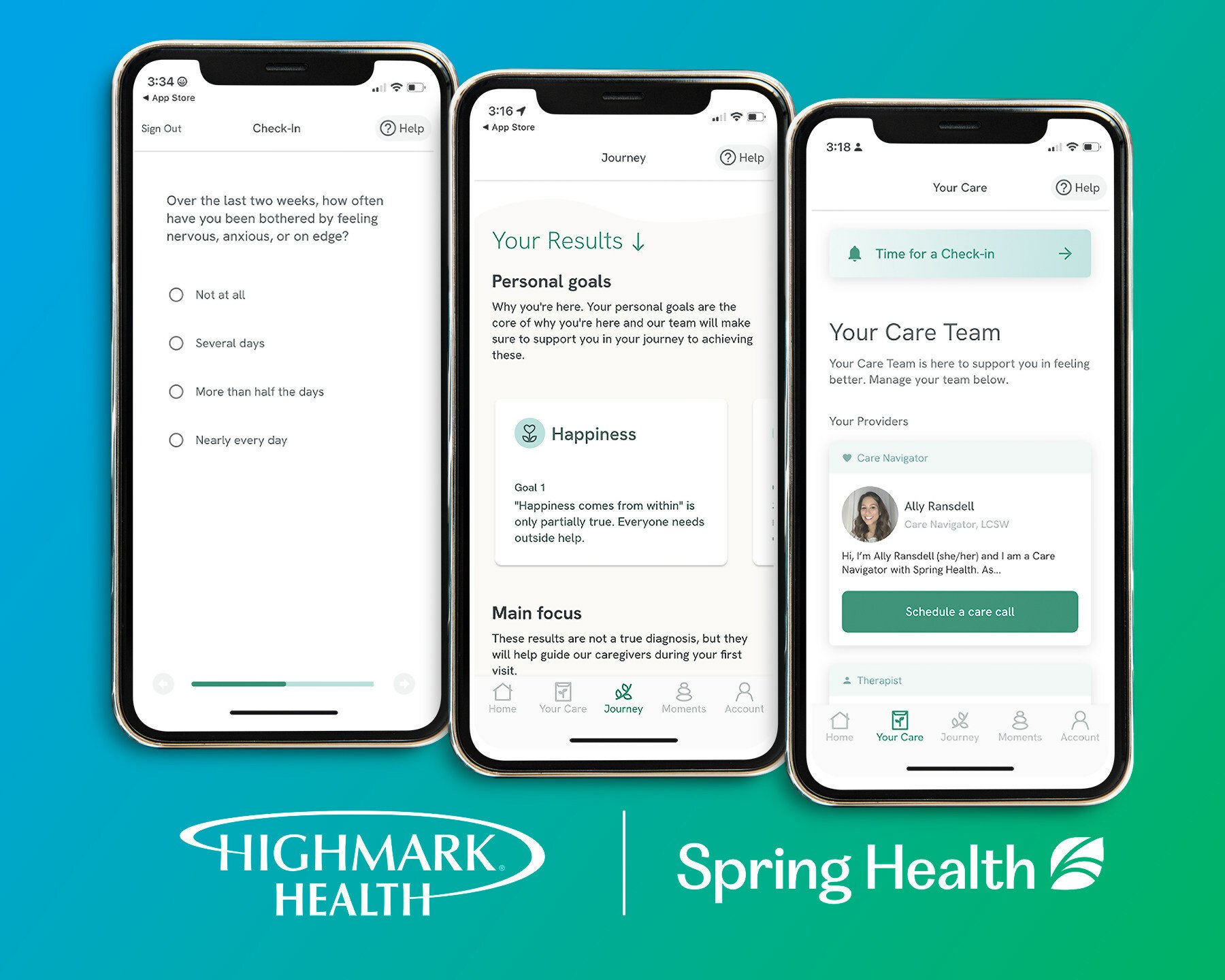 Screenshots displaying Highmarks new behavioral health tool