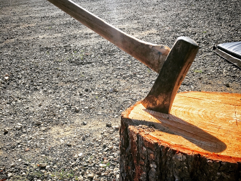 Axe and chopping block