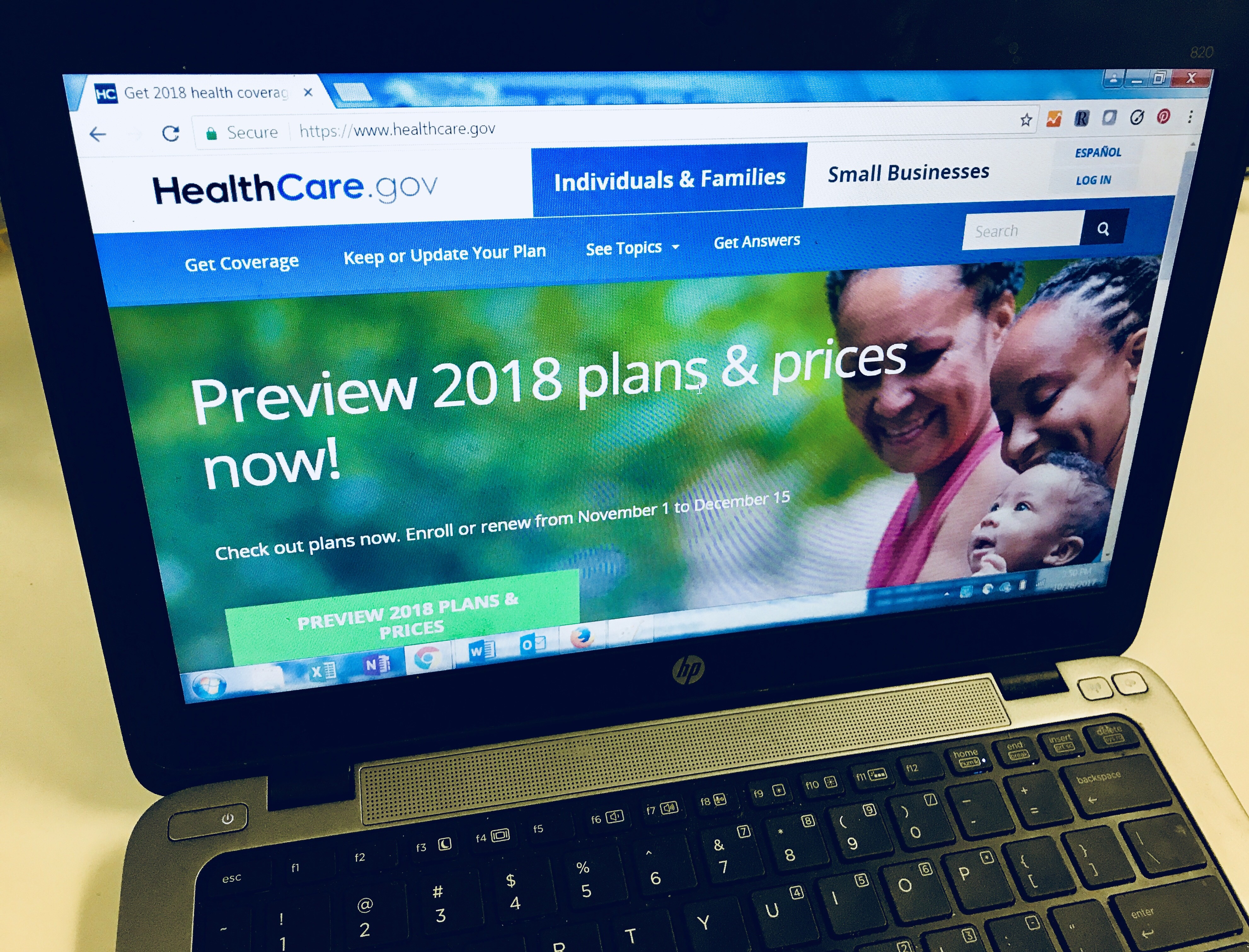Healthcaregov homepage