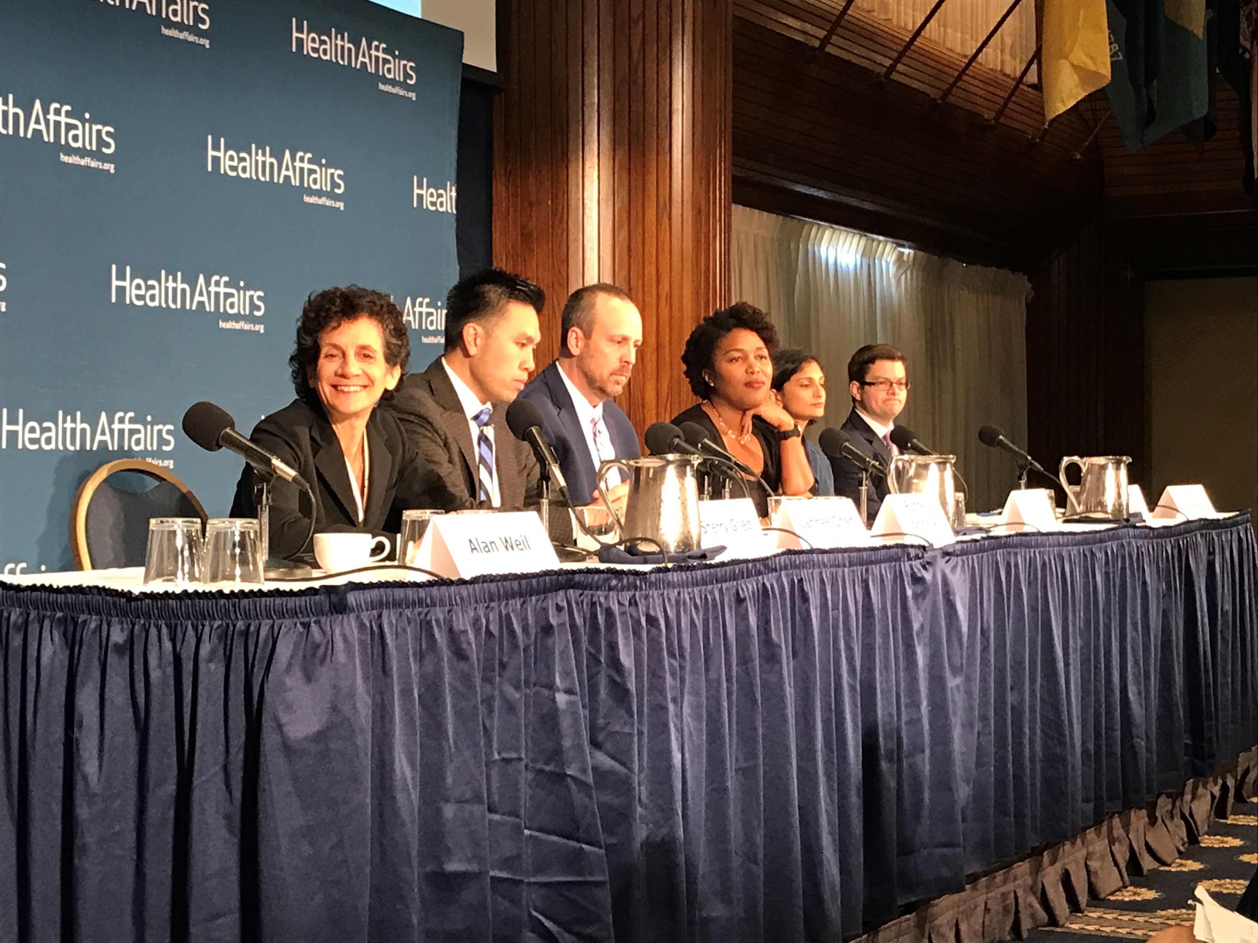 Sherry Glied Lanhee Chen and other panelists at a Health Affairs event on 111618