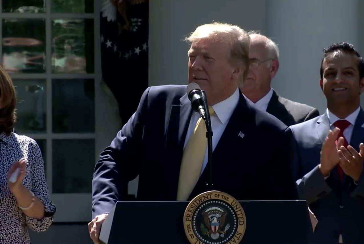President Donald Trump gives a speech on HRAs