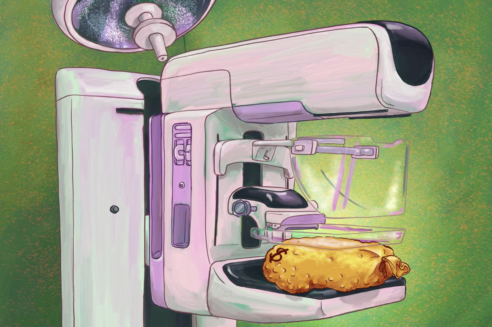 An illustration of a 3-D mammography machine