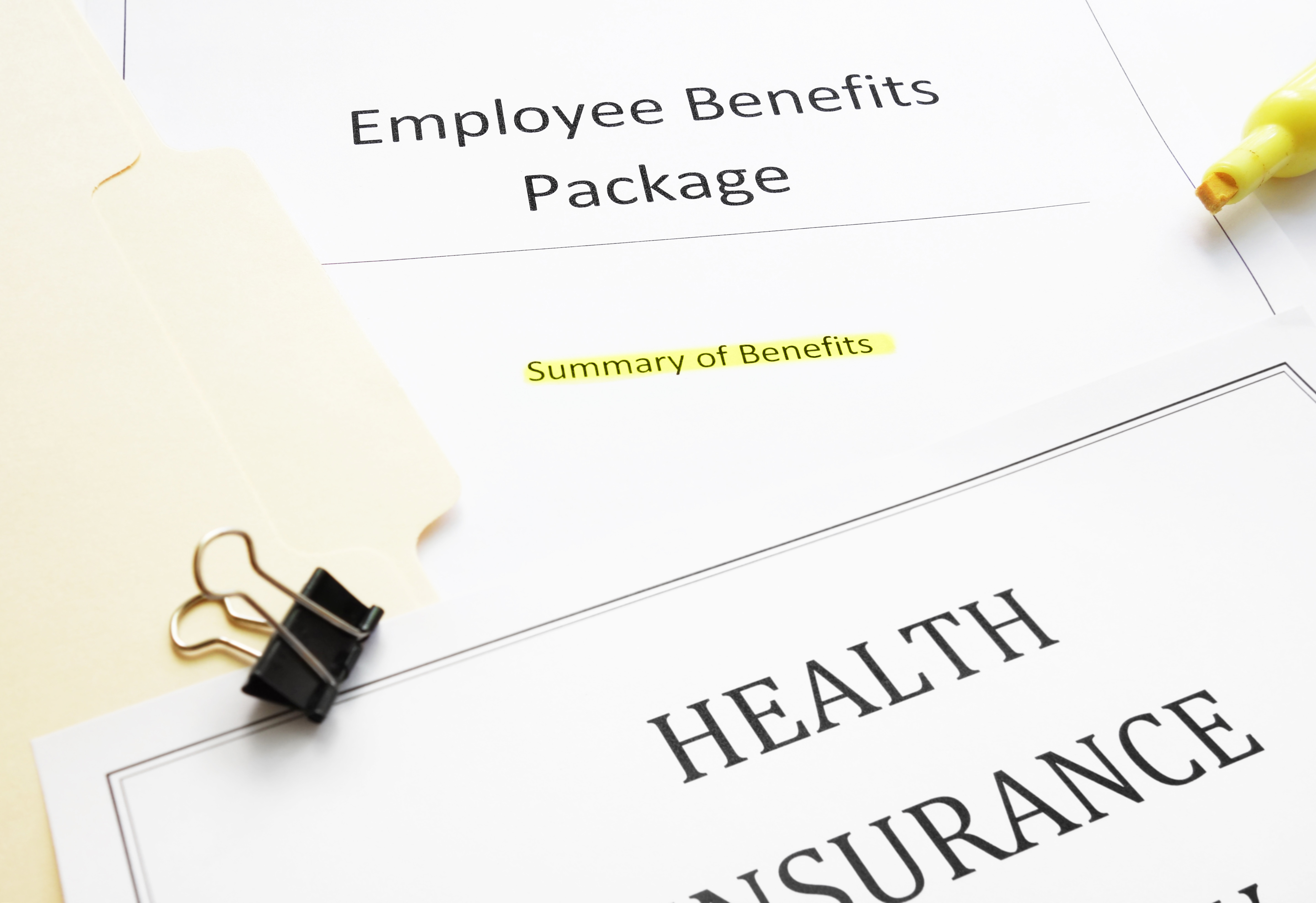 Documents summarizing an employees health benefits