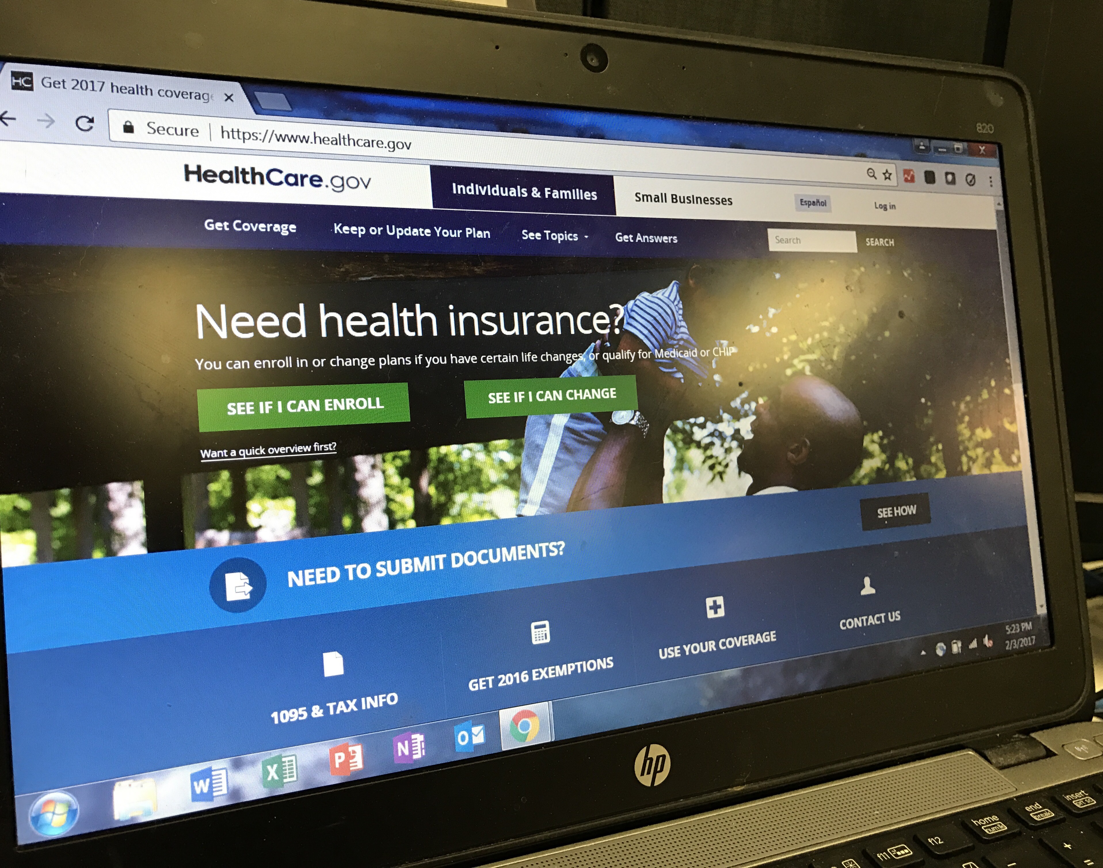 Healthcaregov site on computer