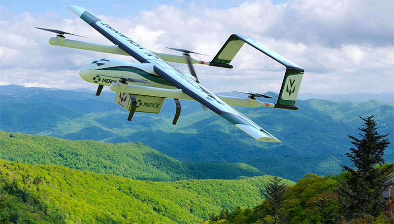 Volansi drone delivering vaccines in partnership with Merck