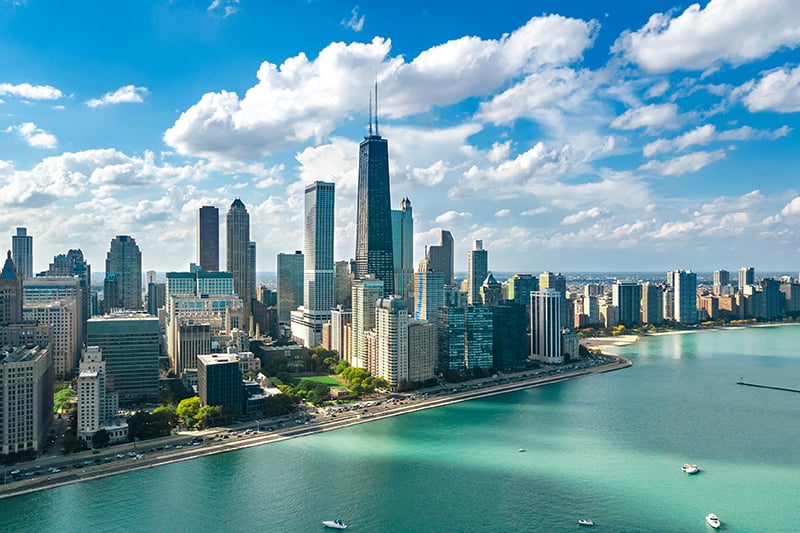 Chicago skyline on Lake Michigan