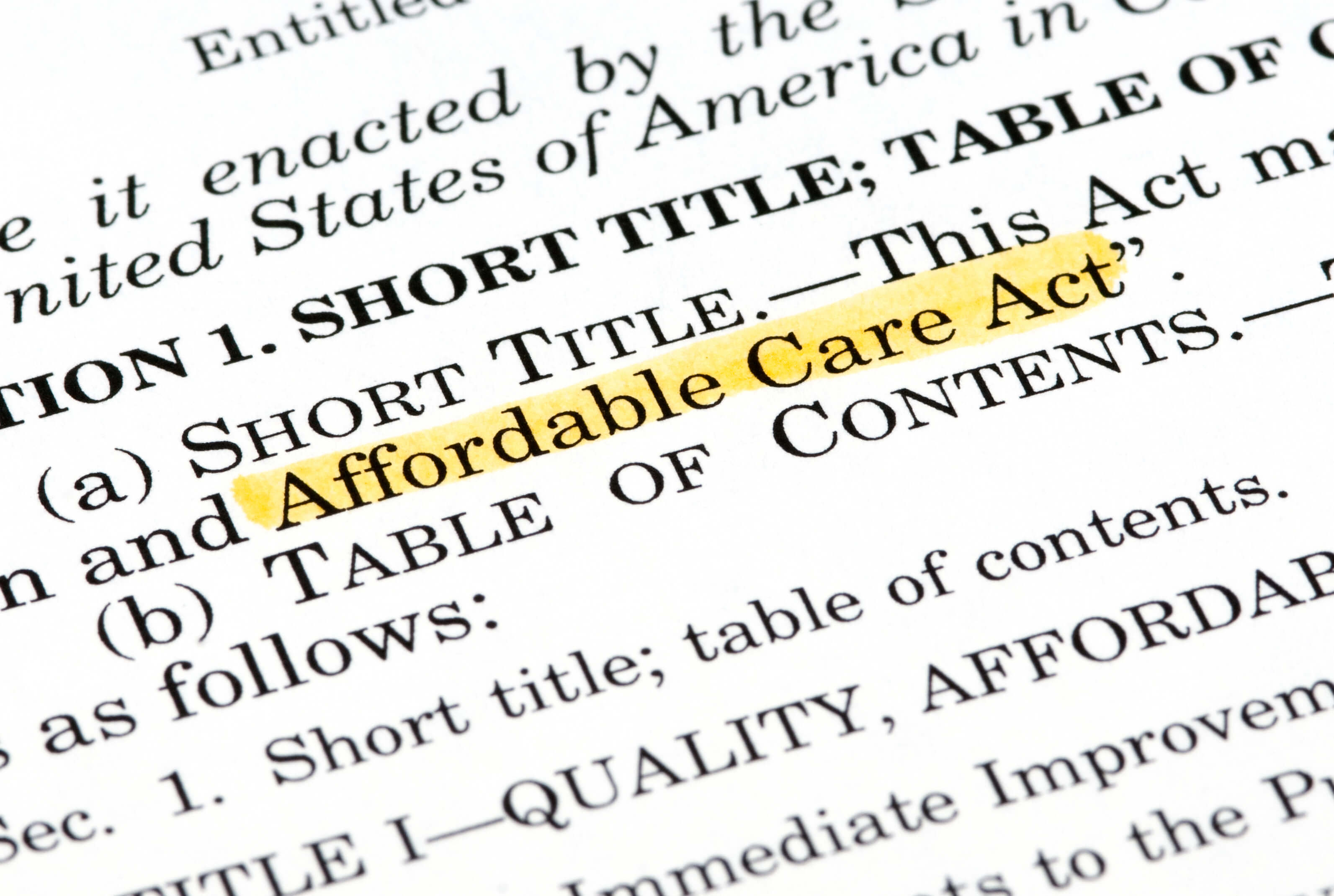 Affordable Care Act highlighted