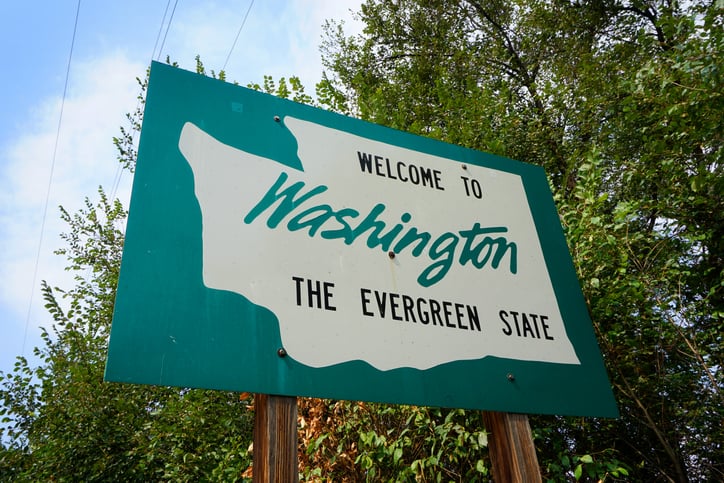 A sign that reads Washington The Evergreen State