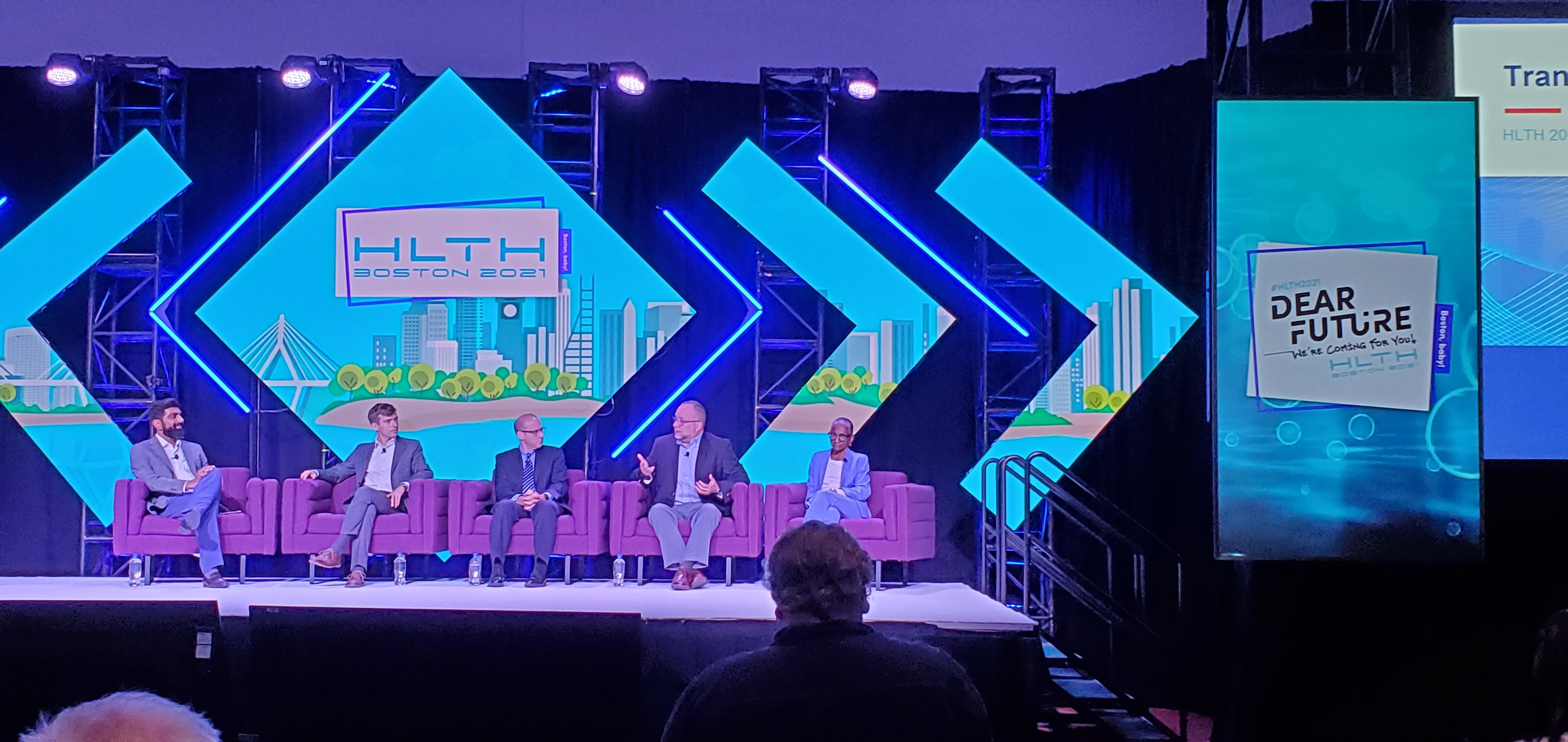 Speakers on stage at HLTH 2021 