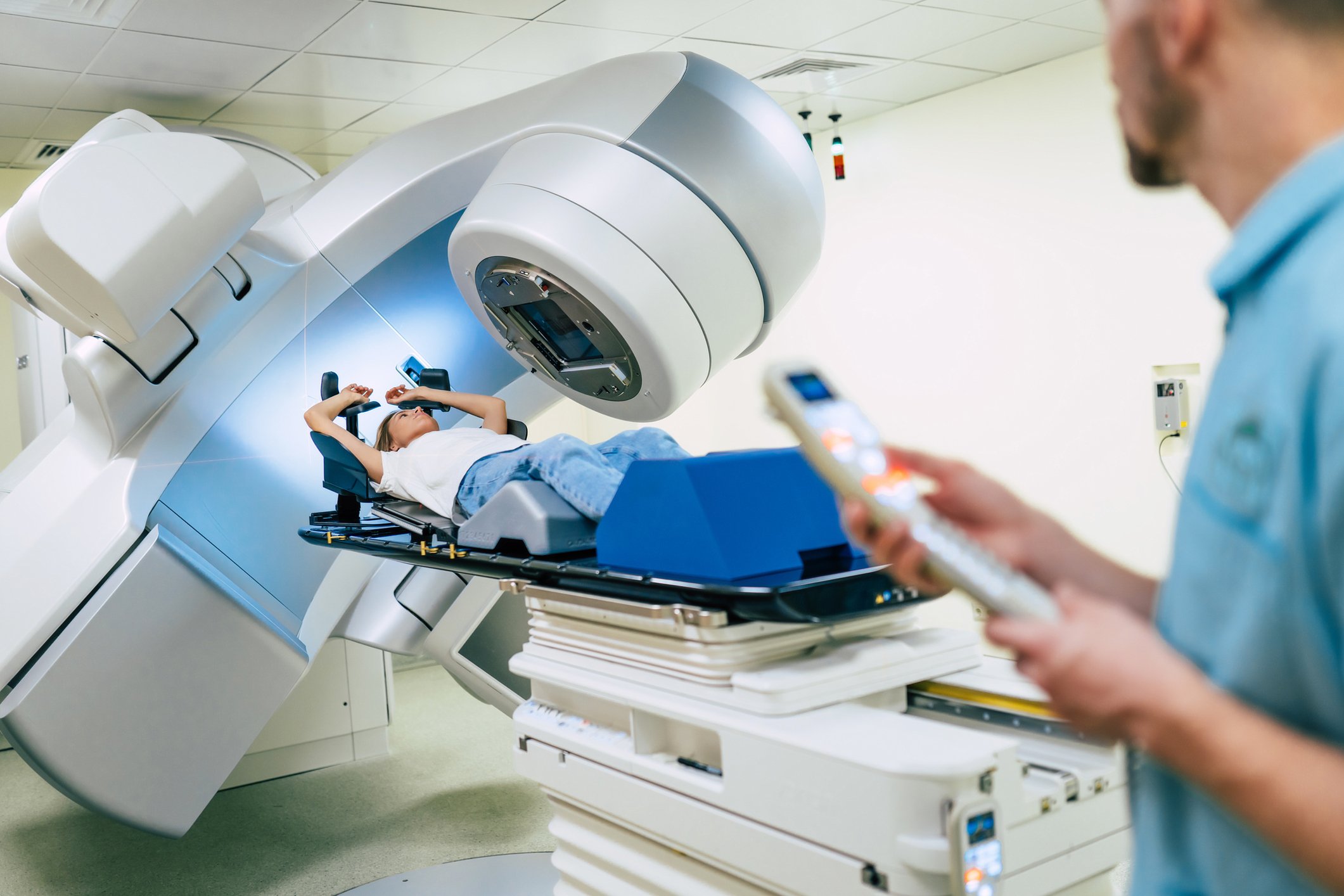 Cancer treatment in a modern medical private clinic or hospital with a linear accelerator