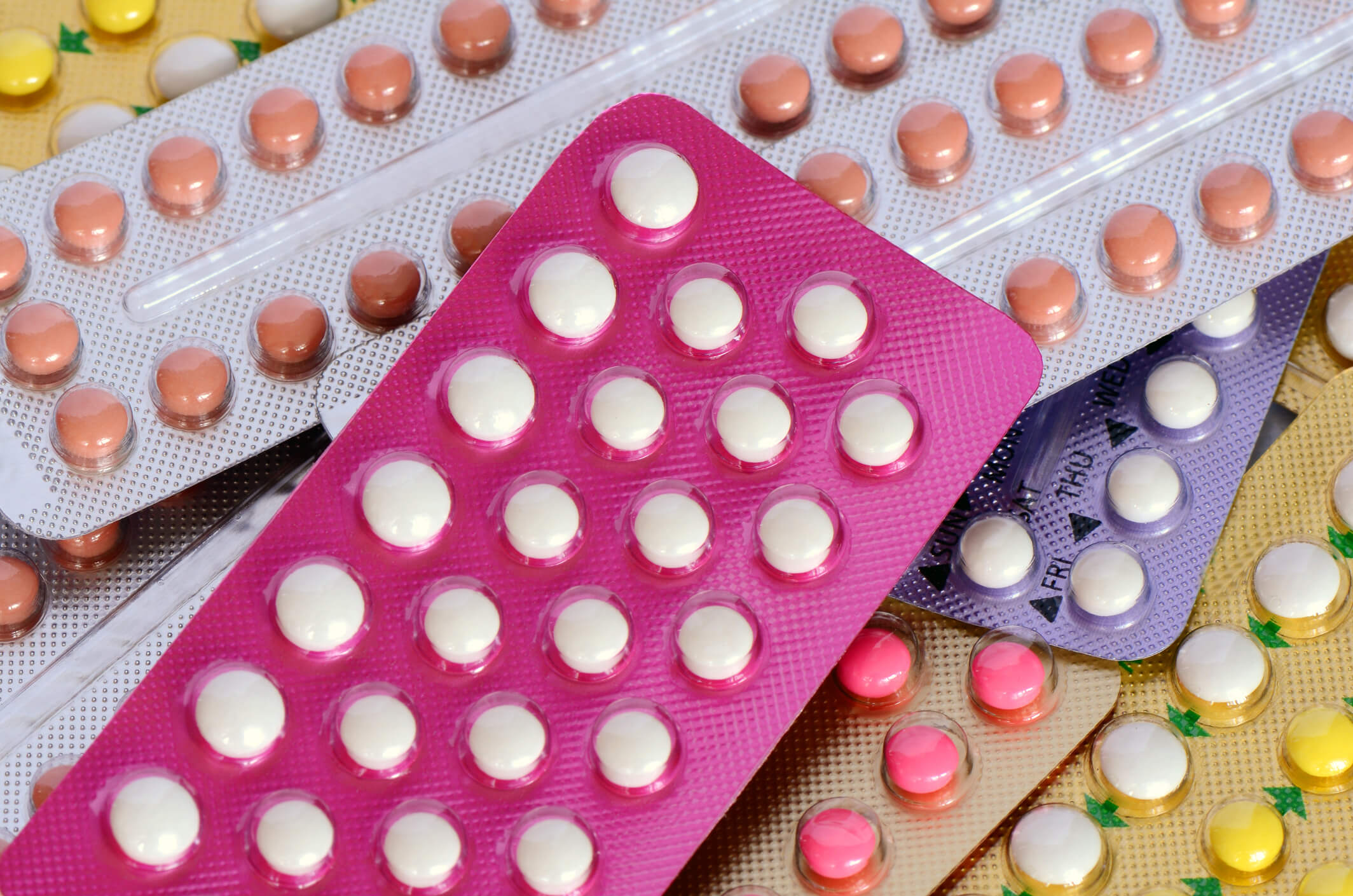 Packs of birth control pills