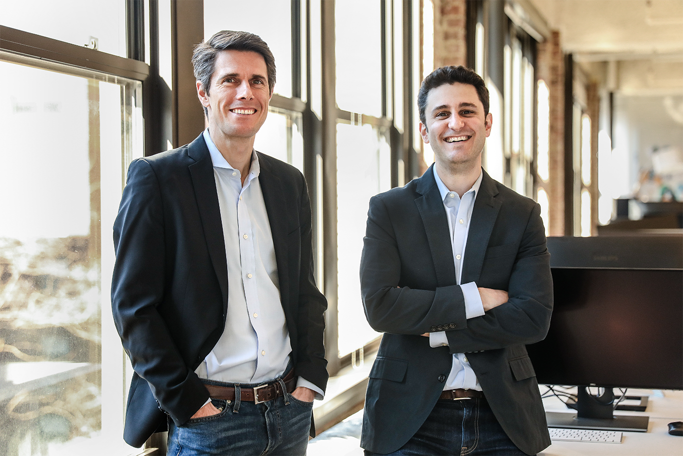 Cedar co-founders Dr Florian Otto left and Arel Lidow stand inside the Cedar office