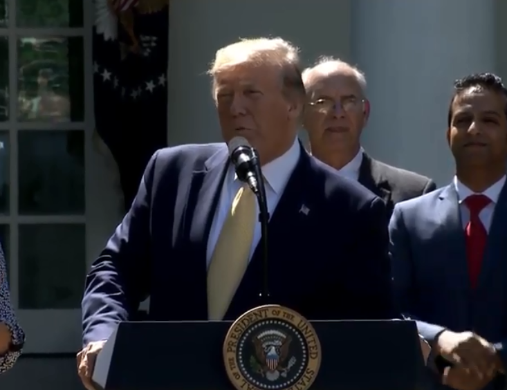 President Donald Trump gives a speech on HRAs
