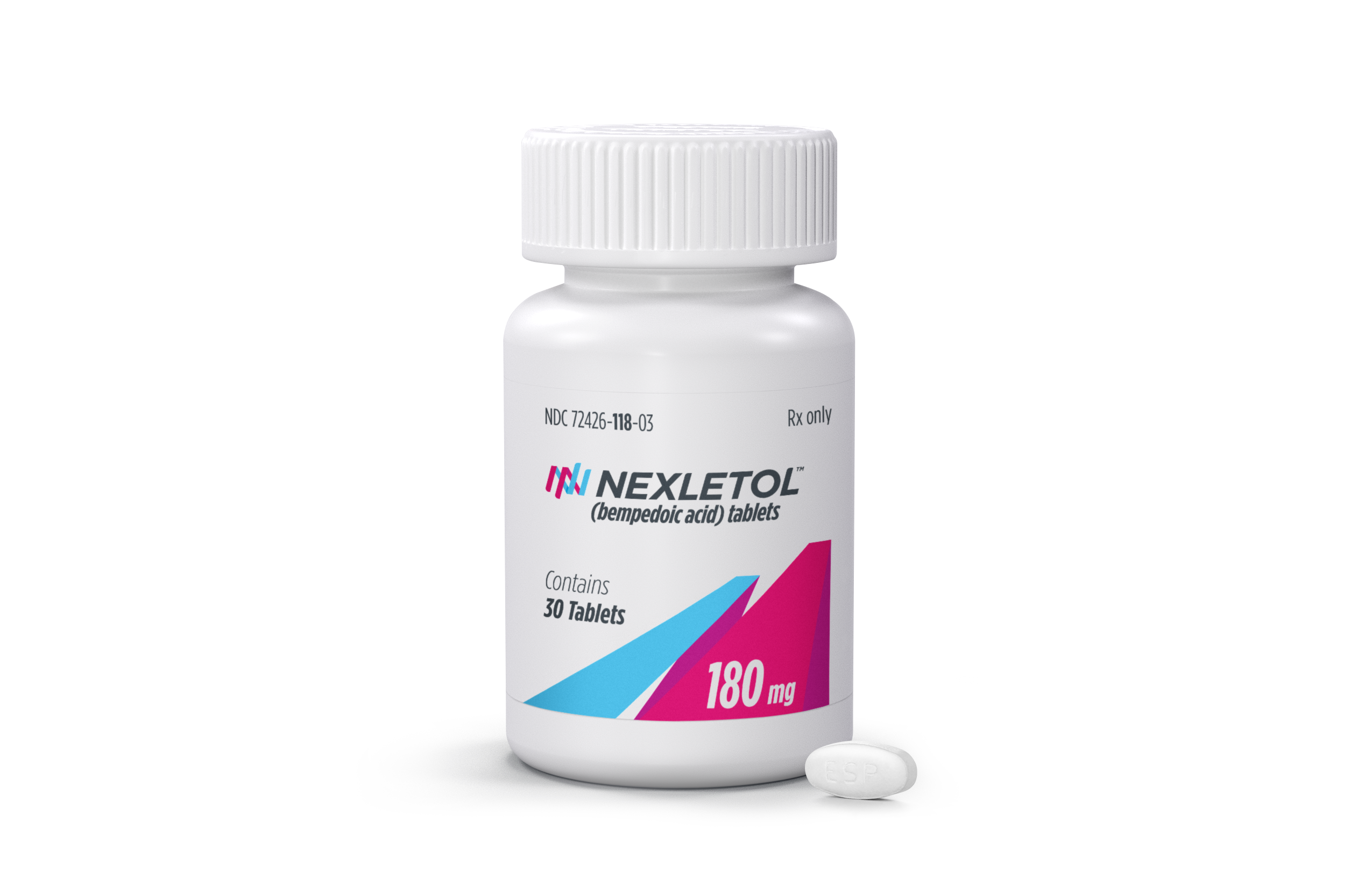 Esperion cholesterol med Nexletol bottle