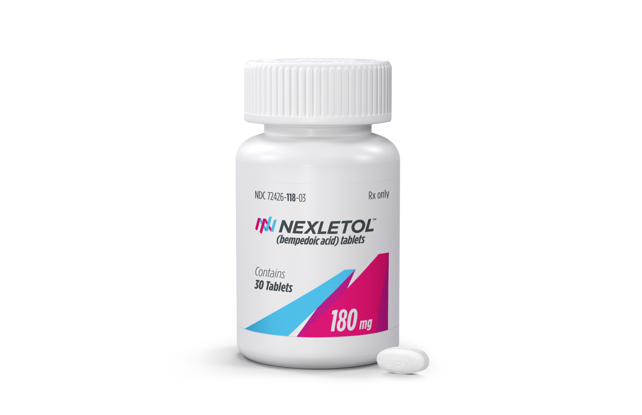 Esperion cholesterol med Nexletol bottle