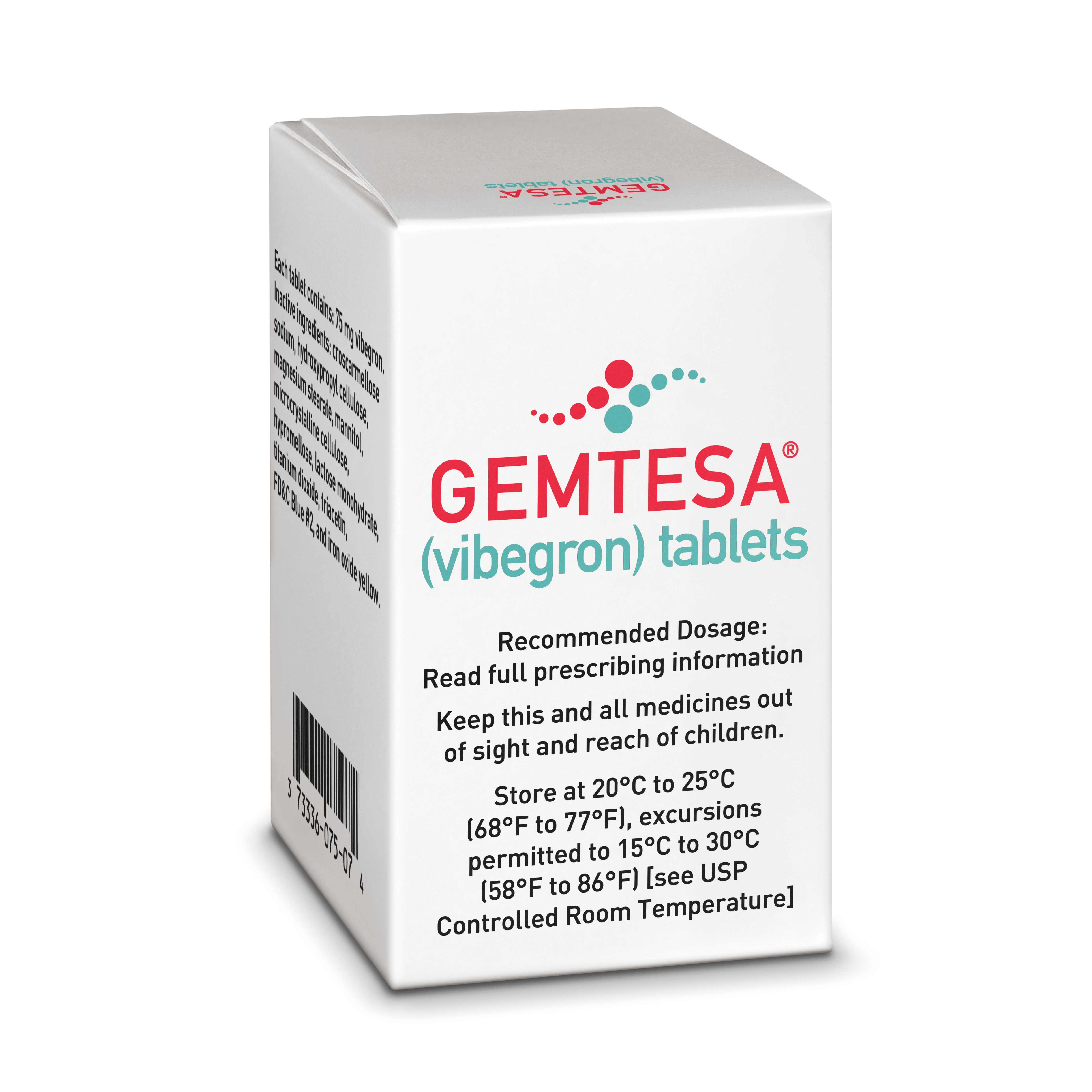 Urovant Sciences overactive bladder med Gemtesa product shot