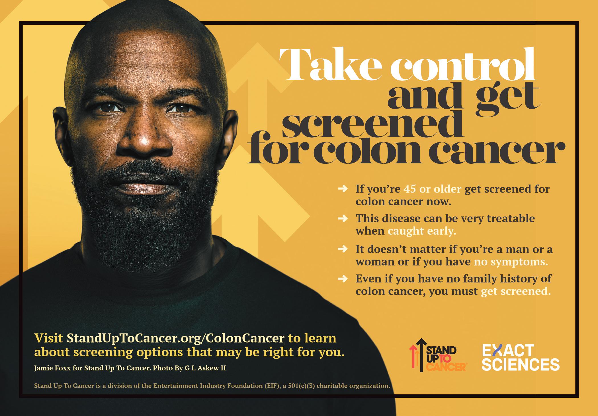 Jamie Foxx in Exact Sciences and Stand Up To Cancer PSA colon cancer screening PSA