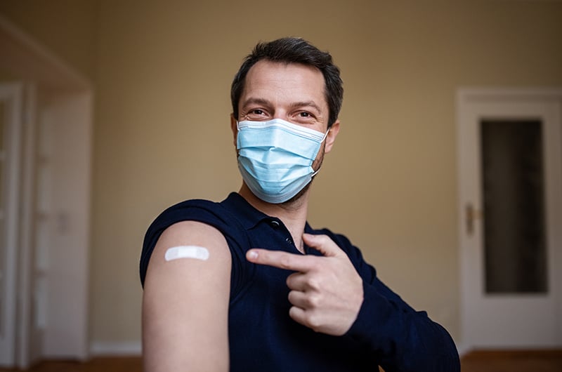 man after getting vaccine shot