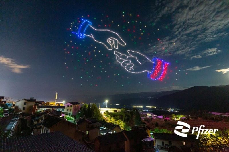 Pfizer China drone light show 2021