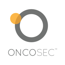oncosec logo. grey ring and yellow circling overlaid top left corner