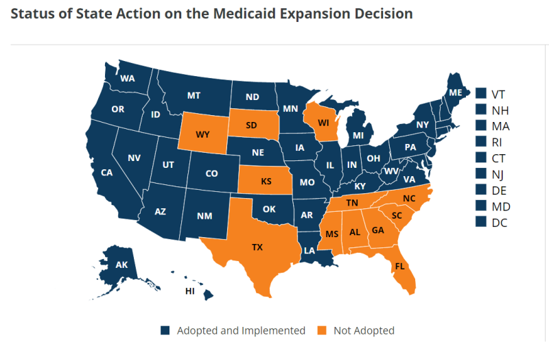 Kaiser Medicaid expansion map