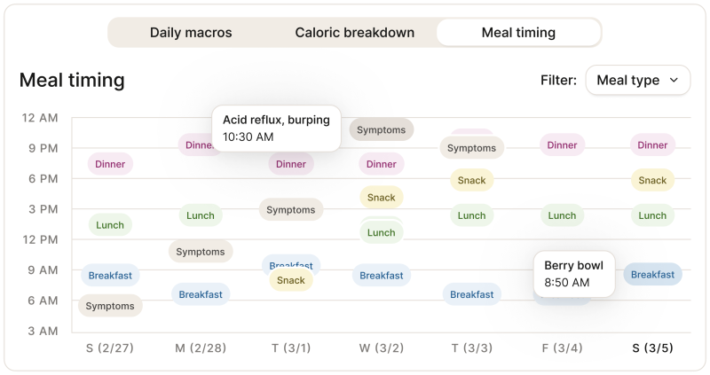 meal timing in provider-facing dashboard
