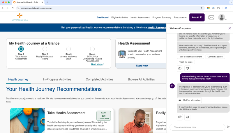 screenshot of Pager Health AI wellness agent