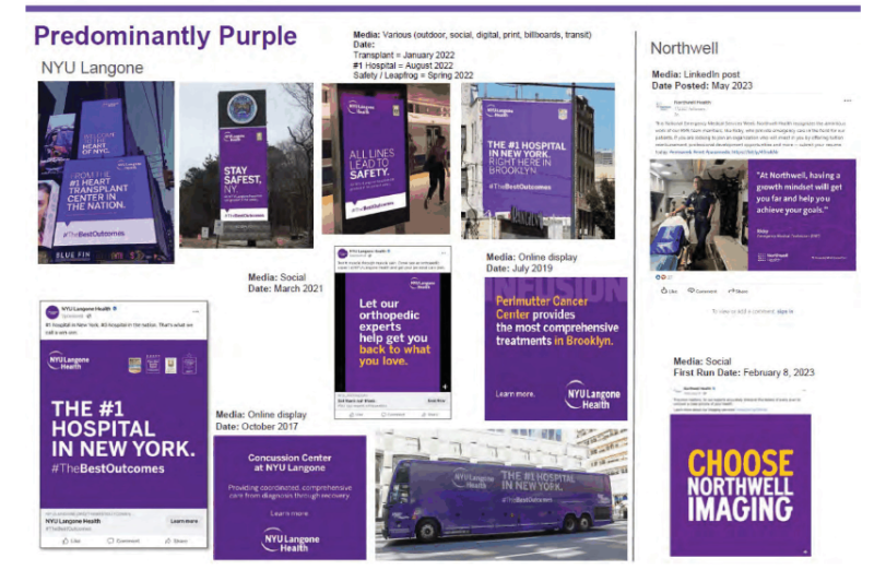 An image including in NYU Langone's complaint comparing the visual appearances of ads run by competitor Northwell Health