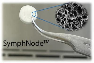 A concept shot of the SymphNode device, with an insert showing its porous material.