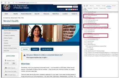 An example of trackers on the U.S. Department of Veterans Affairs website included in the hospitals' complaint
