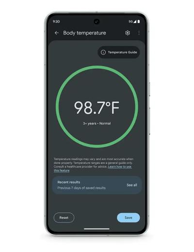 Google Pixel 8 Pro temperature app